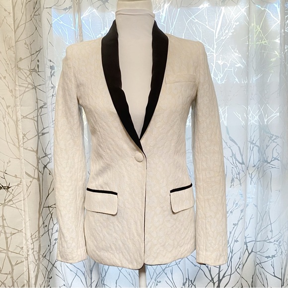 A.L.C. Jackets & Blazers - A.L.C ALC cream white black leopard print collar  v-neck button up blazer jacket